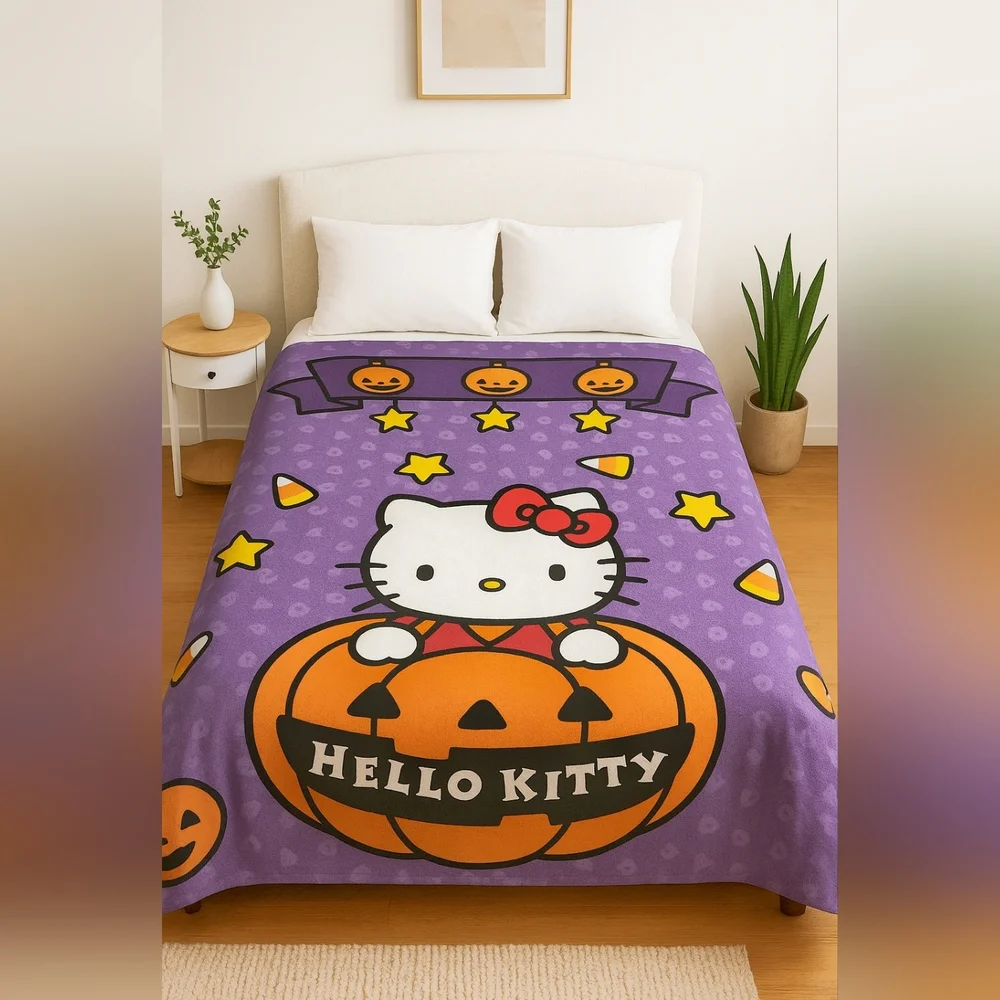 Hello Kitty HALLOWEEN pumpkin Plush Blanket 59